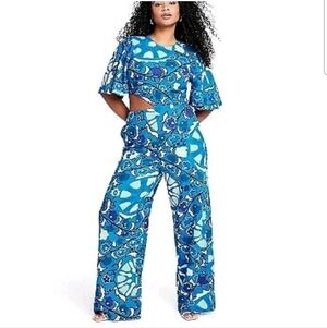 Rhode x Target Zinnia Floral Print Bell Sleeve Cut Out Jumpsuit Sz medium